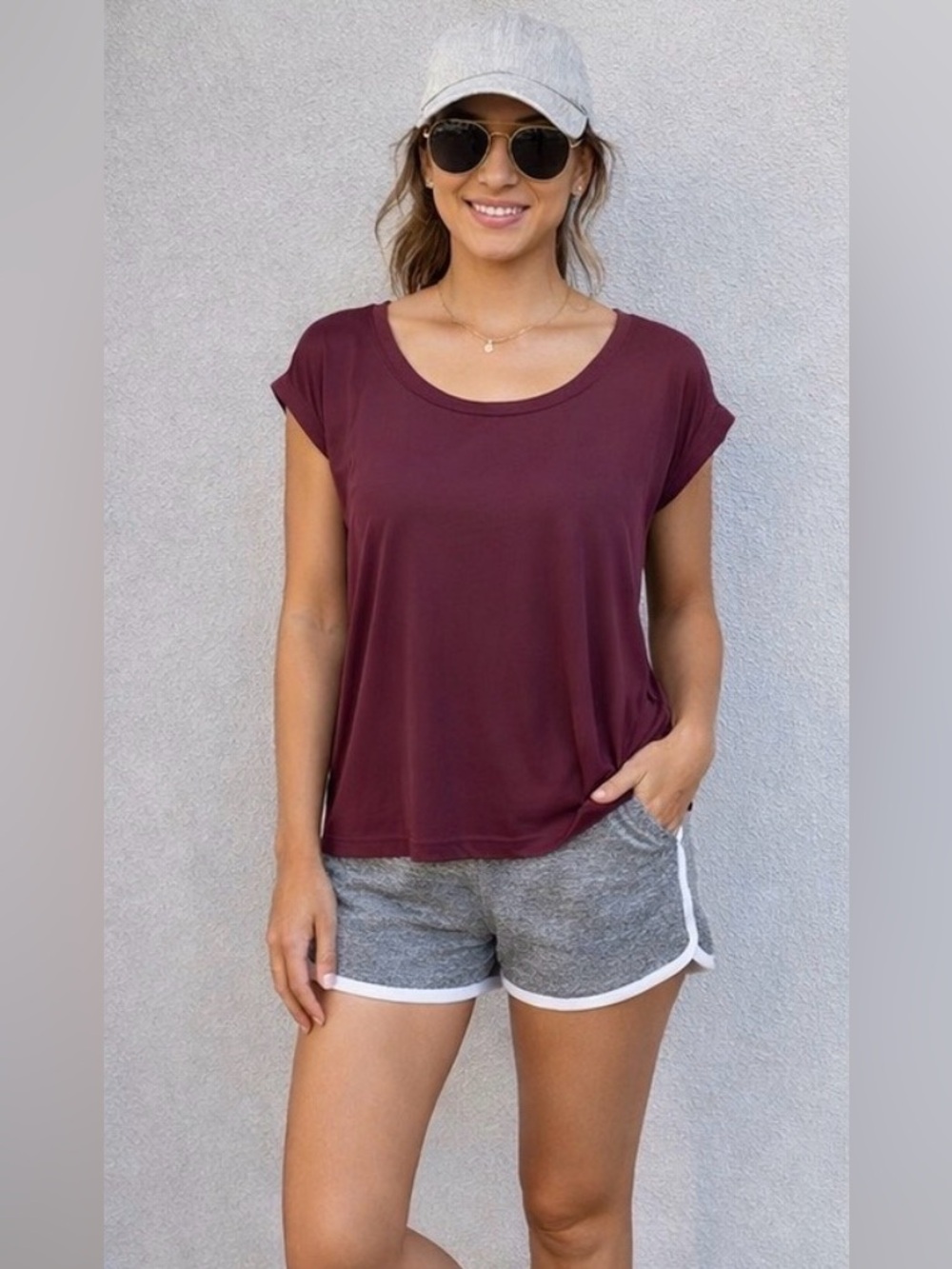 Stella Laguna Beach Drapey Backless Burgundy Top Small Vacation Summertime Beach